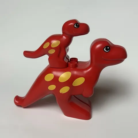 Lego Duplo Red w/ Yellow Spots Dinosaur Adult & Baby T-Rex - Vintage
