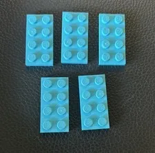 LEGO Parts Medium Azure Flat Plate 2 x 4 #3020 Lot 5 2x4