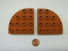 Lego Duplo BROWN BASEPLATE QUARTER ROUND CIRCLE 2 Pieces Parts