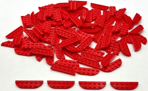 Lego 100 New Red Plates Round Corner 2 x 6 Double Pieces