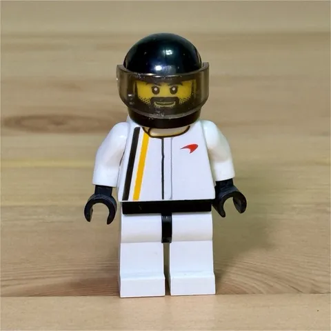 LEGO McLaren Racing Driver Minifigure White Suit w/ Black Helmet & Visor