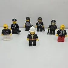 Lot Of 7 LEGO Police & Fire Chief Vintige Minifigs Authentic w/ Accessories