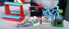 Genuine LEGO Accessories Lot Bicycle Fish Wanted Poster Computer Printed Parts