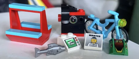 Genuine LEGO Accessories Lot Bicycle Fish Wanted Poster Computer Printed Parts