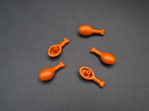 LEGO - 5x - Food - Food - Turkey Drumstick - 22mm Oval Op - Dark Orange - 42876
