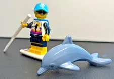 LEGO Surfer Paddle Board Surf Pink Dolphin Rescue Limited Set Water Minifigure