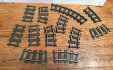 LEGO LOT OF 12 TRAIN TRACK PIECES DARK GREY LOCOMOTIVE PARTS MIXED STYLES