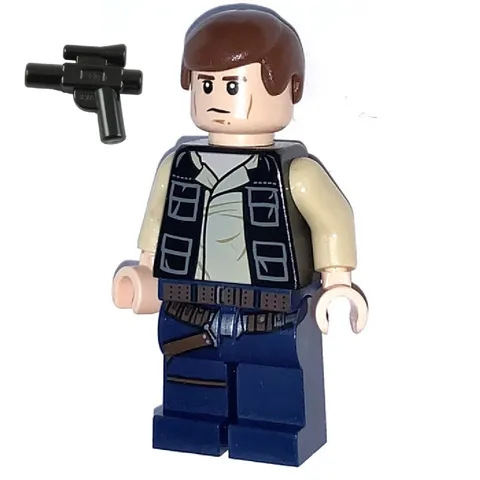 Lego Star Wars Minifigure Han Solo Dark Blue Vest w/ Blaster From Set 75052 New