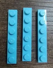 New LEGO Lot of 3 Medium Azure 1x6 Girls Friends Elves Building Plate Pieces