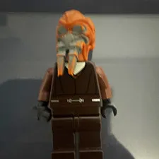 LEGO Star Wars Minifigure Brown Robe Outfit Orange Hair Headpiece Gray Beard