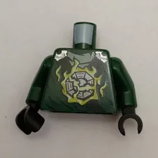 LEGO Minifigure Torso Dark Green Arms Black Hands Gray Armor Print 1pc