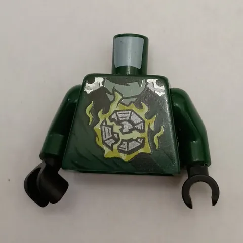 LEGO Minifigure Torso Dark Green Arms Black Hands Gray Armor Print 1pc