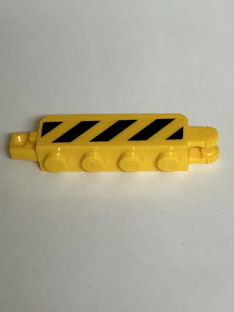 LEGO Parts~Hinge Brick 1x4  Yellow Danger Sticker 30387