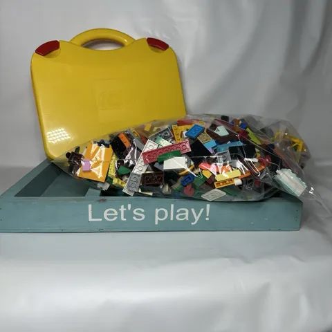 Lego Bundle 3lbs Asstd Random Pcs, Wood Pad, Case