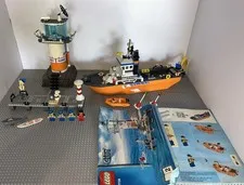 Lego 7739 City Coast Guard Patrol Boat & Tower. Set Minifigures And Manual