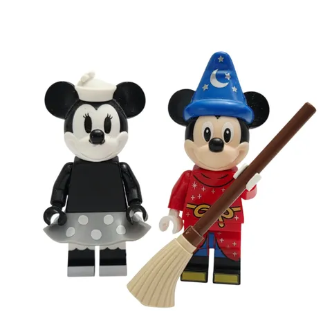 Lego Disney Minifigures Vintage Minnie Mouse & Fantasia Mickey Mouse Cartoon Lot