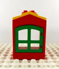 Lego Duplo Item House small 4x4 red/yellow w/ green window pane