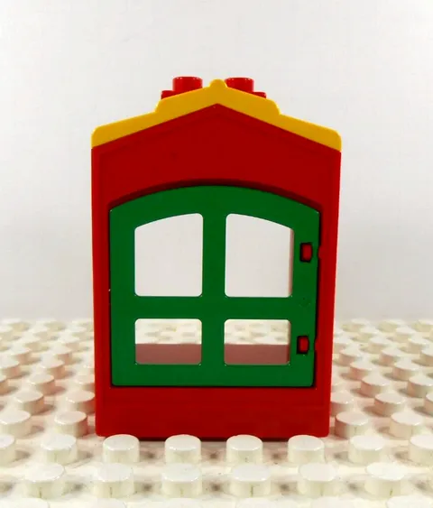Lego Duplo Item House small 4x4 red/yellow w/ green window pane
