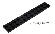 10 LEGO Black Plate 2 x 12 (2445) - (10 Pieces)