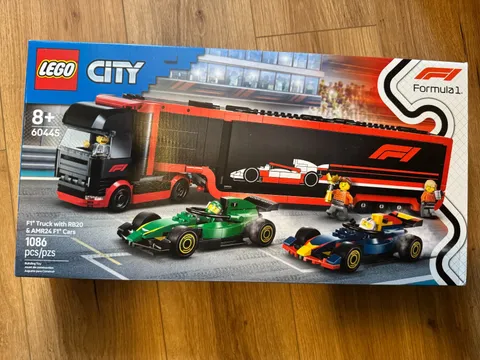LEGO City 60445 F1 Truck with RB20 & AMR24 Cars - New Sealed