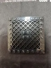 LEGO Plate, Modified 8 x 8 with Grille and Hole in Center, Part 4151b, Black.