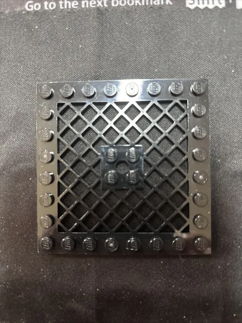 LEGO Plate, Modified 8 x 8 with Grille and Hole in Center, Part 4151b, Black.