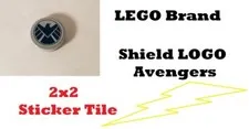 LEGO Shield LOGO Tile 2x2 Sticker Round Light Blue Gray MARVEL Unit 2012 Comic
