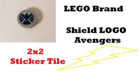 LEGO Shield LOGO Tile 2x2 Sticker Round Light Blue Gray MARVEL Unit 2012 Comic