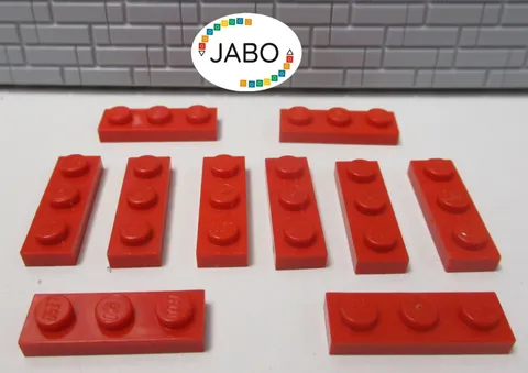 ( J7/ 3/ 6 ) LEGO 10 x 3623 plate flat 1x3 red
