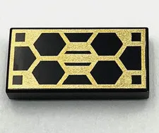 Lego New Tile 1 x 2 with Hexagonal Gold Solar Panel Pattern