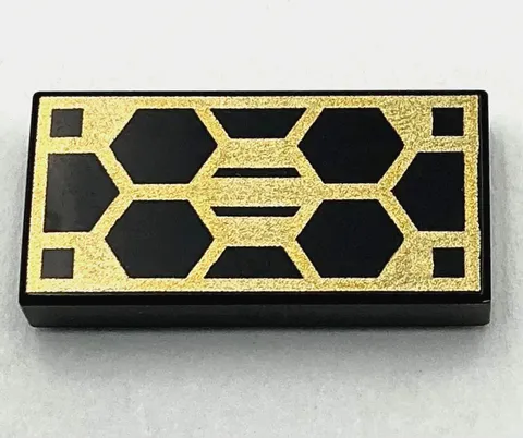 Lego New Tile 1 x 2 with Hexagonal Gold Solar Panel Pattern