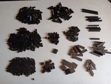 LEGO BULK LOT 740 BLACK BRICKS 1X1 1X2 1X3 1X4 1X6 1X8 1X10 1X16 1X2X5 1X2X2