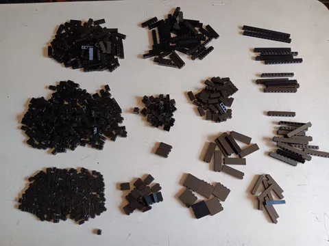 LEGO BULK LOT 740 BLACK BRICKS 1X1 1X2 1X3 1X4 1X6 1X8 1X10 1X16 1X2X5 1X2X2