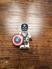 Lego Minifigure - Captain America - White JumpSuit Avengers End Game W/ Shield