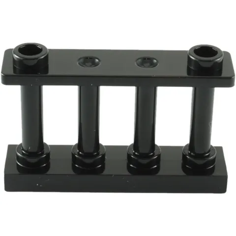 LEGO 15x Black Fence 1 x 4 x 2 Spindled with 2 Studs inv.595