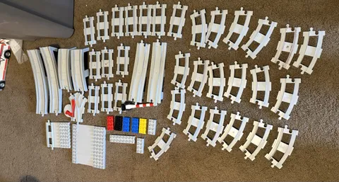 51 Piece Light Gray Lego Duplo Rare Bridge Split Curve Straight Lot Free US SHIP