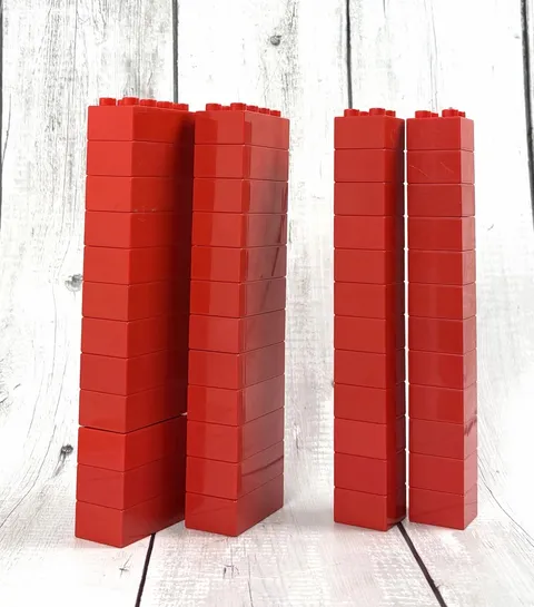 Lego Duplo Red Basic Blocks Replacement Pieces Lot Of 48 Pcs 2” & 4”