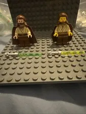 LEGO Star Wars Qui-Gon Jinn Lot of 2 Minifigures sw0410 Rebreather sw0027 100%