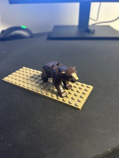 LEGO Bear w/ 2 Studs on Back : Black Eyes & Nose : Dark Brown (98295c01pb02)