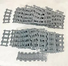 Lego Gray Train Track Lot - 81 Pieces (42 Straight, 32 Curved, 7 Swivel)