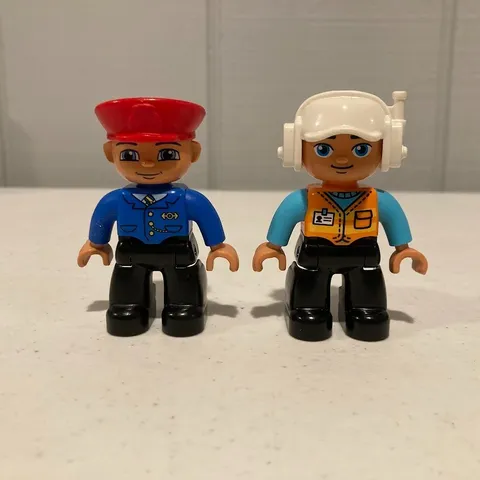 LEGO DUPLO FIGURE Construction Worker & Train Conductor  LOT OF 2