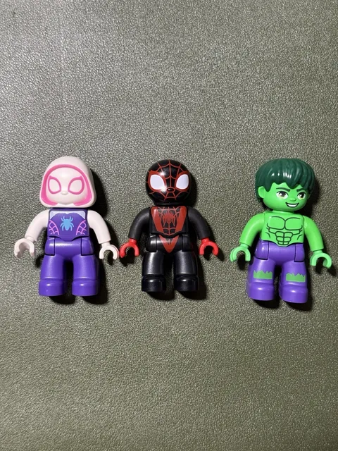 Lego Duplo 3 Figure Lot MARVEL Superhero HULK MILES MORALES NOIR GWEN