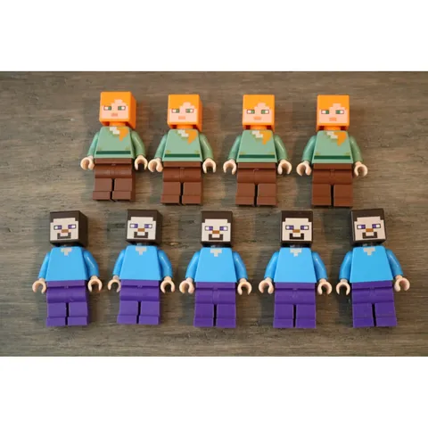 Lego Minecraft Minifigures Lot of 9 Steve and Alex Figures Minifigs Bulk Set