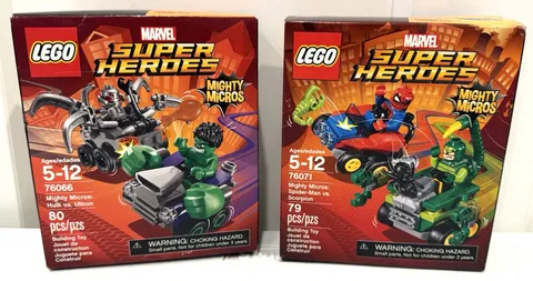 Lego Marvel 76066 & 76071 Mighty Micros Hulk, Ultron, Spider-Man, Scorpion new