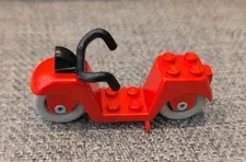 Vintage LEGO Red Fabuland Scooter Bike Gray Wheels Black Handlebars