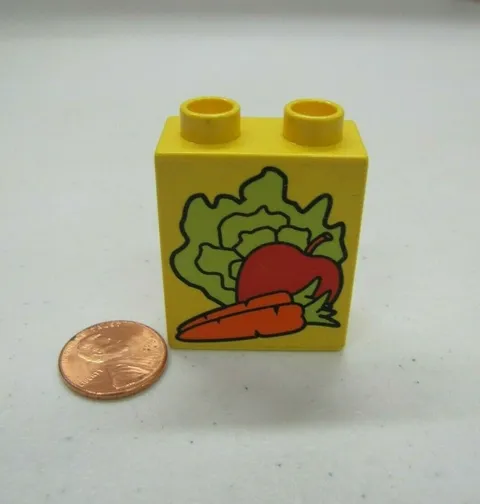 Vtg Lego Duplo VEGETABLES PRODUCE FOOD GROCERIES PRINTED BLOCK Specialty Piece