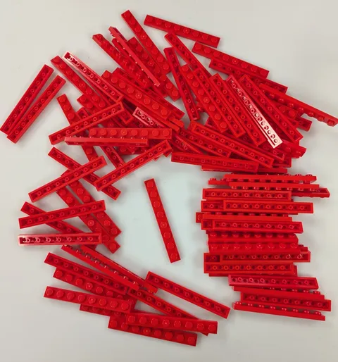 Lego x100 New Red Plate 1 x 8 # 3460 MOC Bulk Parts