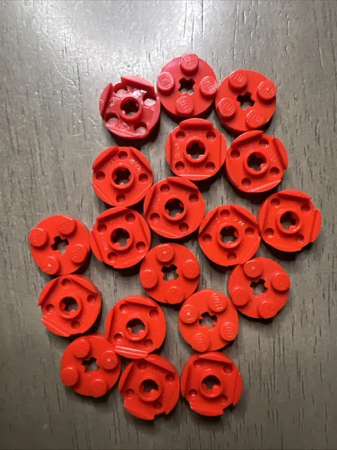 LEGO 4032 Red Plate, Round 2 x 2 with Axle Hole 19 Pieces