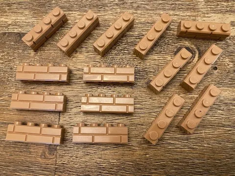 LEGO Medium Nougat Masonry Bricks 1x4 bricks MOC builders lot x15 bricks C12 #3