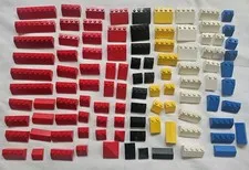 Lego Sloped Bricks Roof Tiles Peaks Parts 100 Pc Lot~Red Blue Black White Yellow